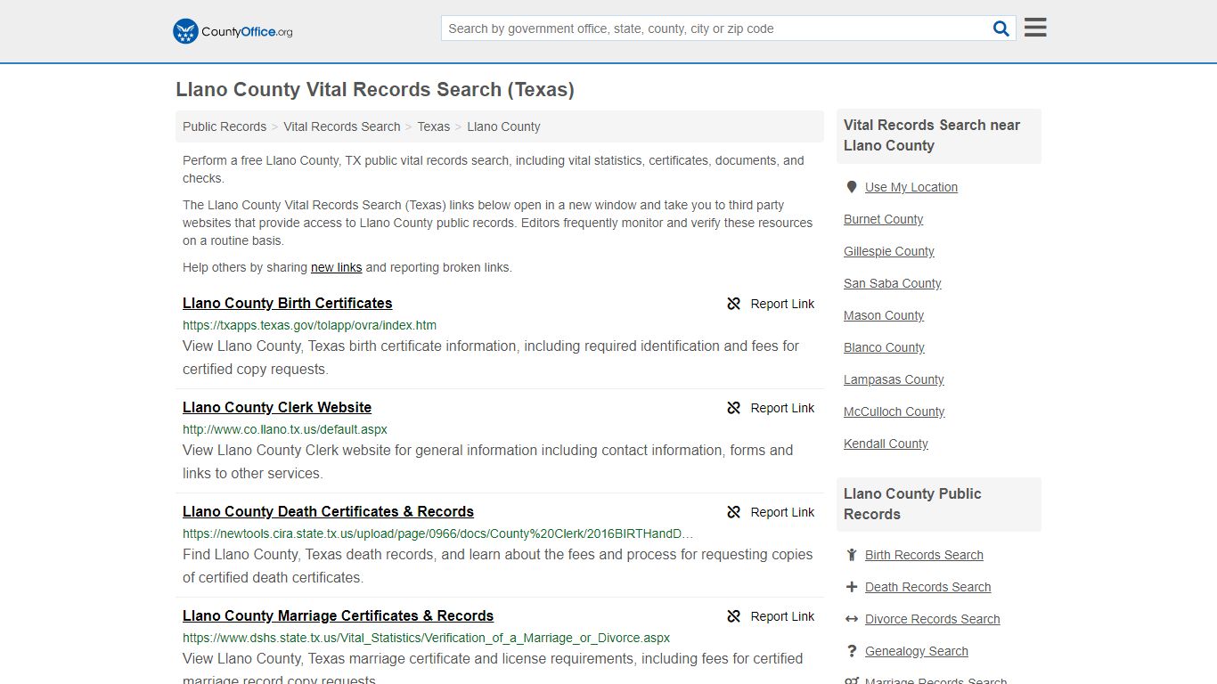 Vital Records Search - Llano County, TX (Birth, Death ...