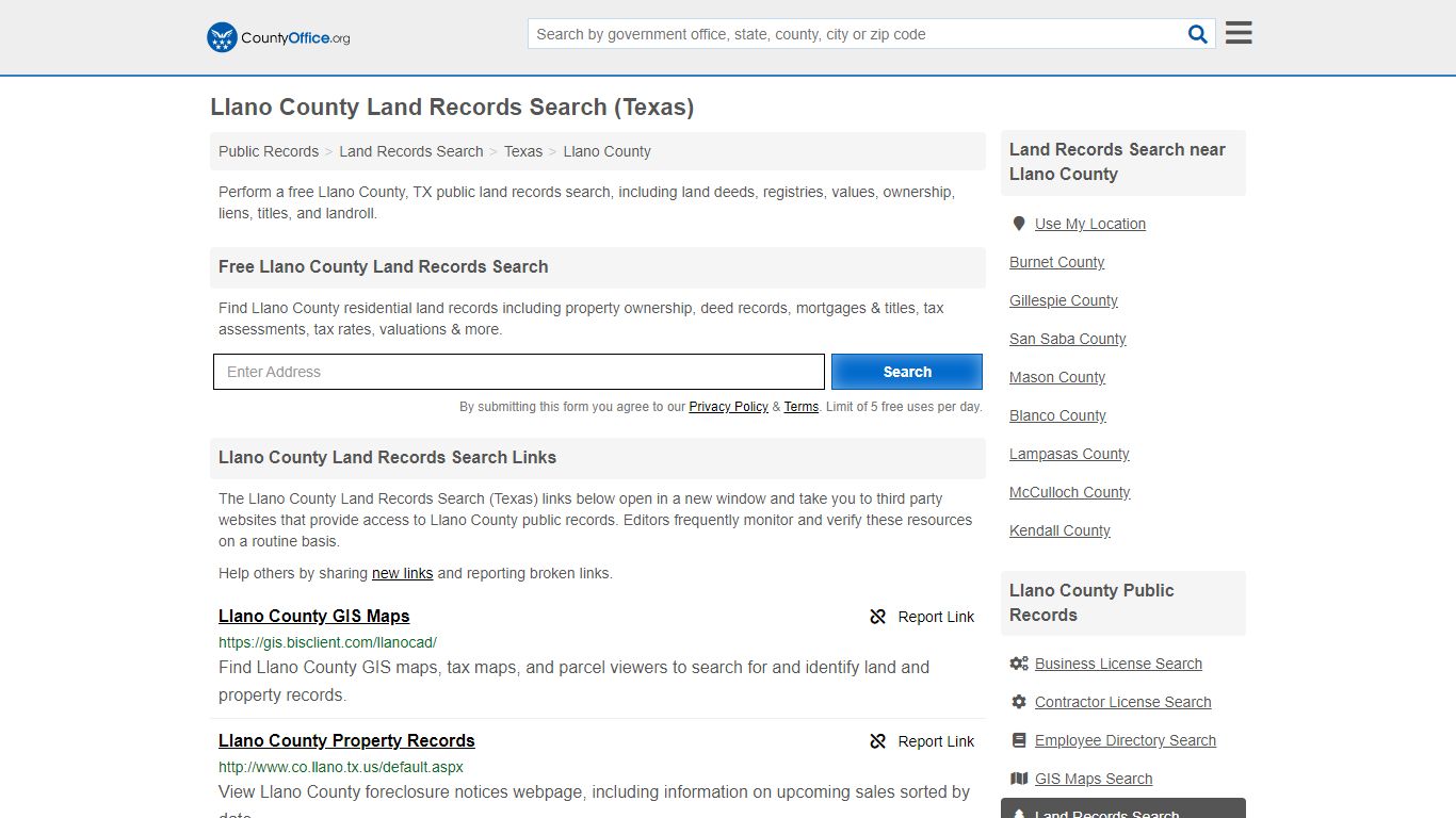 Land Records Search - Llano County, TX (Deeds, GIS Maps ...